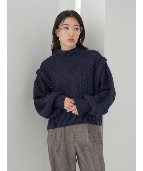 earth music&ecology（アースミュージックアンドエコロジー）の「立体ケーブルニットプルオーバー（ニット/セーター・レディース・アイボリー/マスタード/ネイビー・FREE）」の8枚目の写真