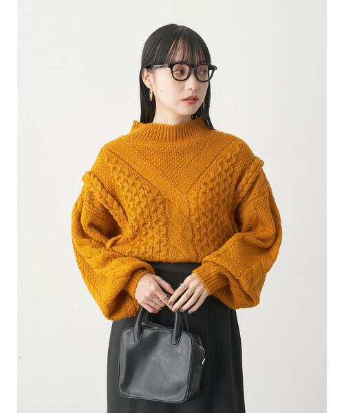 earth music&ecology（アースミュージックアンドエコロジー）の「立体ケーブルニットプルオーバー（ニット/セーター・レディース・アイボリー/マスタード/ネイビー・FREE）」の9枚目の写真