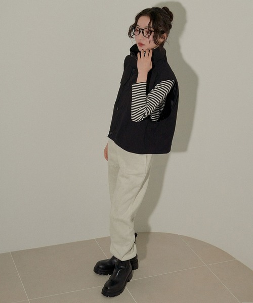 ECRIRE（エクリール）の「【creamコラボ】レイヤードミリタリーコート（ミリタリージャケット・レディース・ブラック/カーキ/ダークブラウン・M/L）」の19枚目の写真