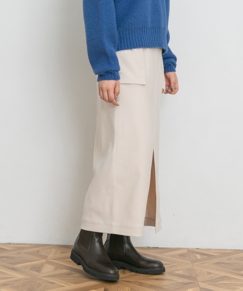 UR Lab.(アーバンリサーチラボ)の「細コールポケットスカート(スカート・レディース・ネイビー/オフホワイト・FREE)」の2枚目の写真
