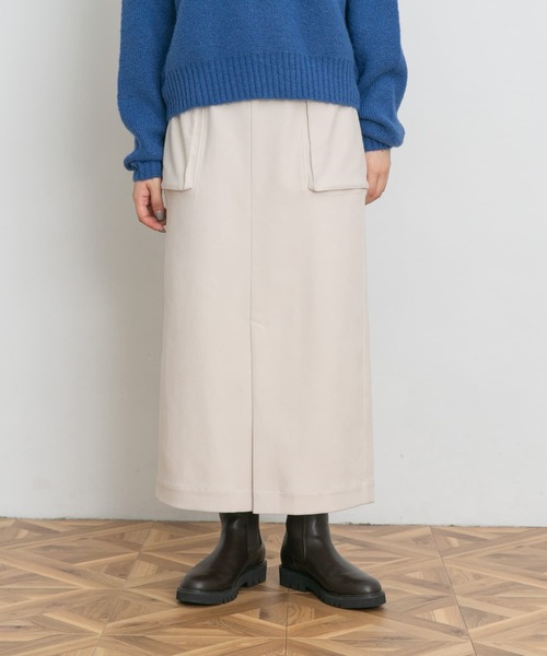 UR Lab.(アーバンリサーチラボ)の「細コールポケットスカート(スカート・レディース・ネイビー/オフホワイト・FREE)」の5枚目の写真