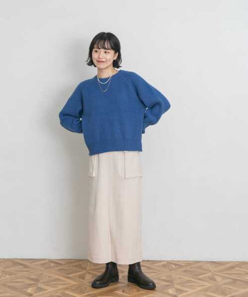 UR Lab.(アーバンリサーチラボ)の「細コールポケットスカート(スカート・レディース・ネイビー/オフホワイト・FREE)」の3枚目の写真