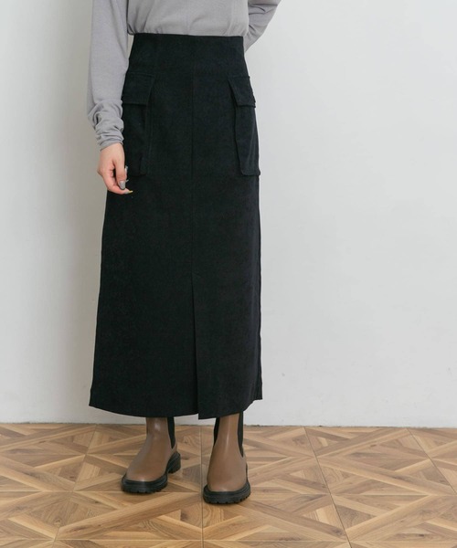 UR Lab.(アーバンリサーチラボ)の「細コールポケットスカート(スカート・レディース・ネイビー/オフホワイト・FREE)」の6枚目の写真