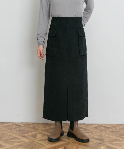 UR Lab.(アーバンリサーチラボ)の「細コールポケットスカート(スカート・レディース・ネイビー/オフホワイト・FREE)」の9枚目の写真