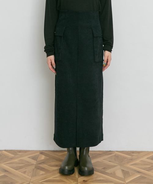 UR Lab.(アーバンリサーチラボ)の「細コールポケットスカート(スカート・レディース・ネイビー/オフホワイト・FREE)」の4枚目の写真