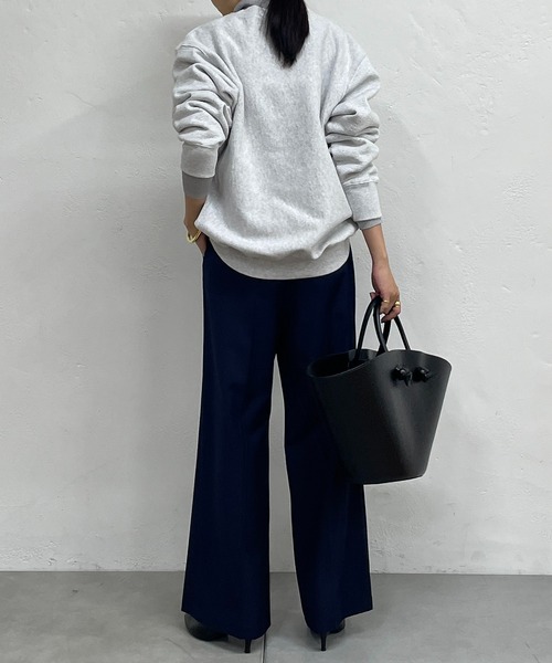 LOUNGEDRESSネイビー ハイウエストワイドパンツラウンジドレス LOUNGEDRESS（ラウンジドレス）の「ハイウエストワイドパンツ