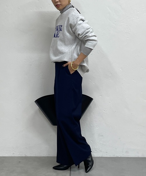 LOUNGEDRESSネイビー ハイウエストワイドパンツラウンジドレス LOUNGEDRESS（ラウンジドレス）の「ハイウエストワイドパンツ