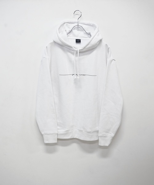 TRAP/U （トラップユー）の「30/10 裏起毛 フロント メッセージプリント 長袖 プルオーバー パーカー TRAP/U（パーカー・メンズ・ブラック/ホワイト/マスタード・M/L）」の4枚目の写真