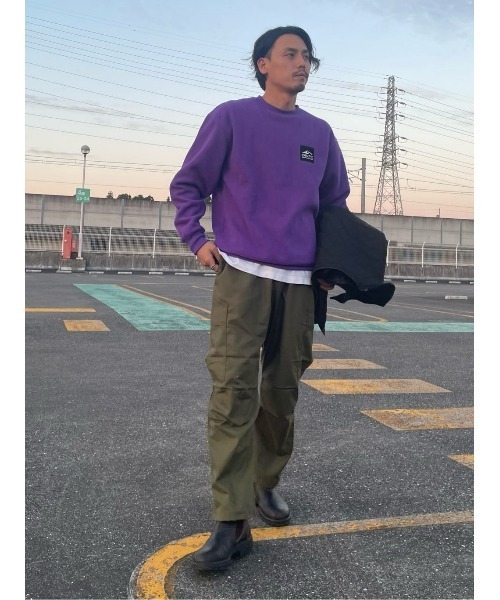 CAMP7(キャンプセブン)の「【CAMP7】フリースクルースウェット(スウェット・メンズ・ブラック/ベージュ/パープル/オフホワイト/ケリー・M/L/XL)」の10枚目の写真