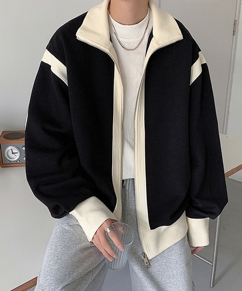 NOWLE（ノウル）の「【NOWLE】スタンドネック バイカラー ダブルジップ ブルゾン（ブルゾン・メンズ・グリーン/ブラック・MEDIUM/LARGE/X-LARGE）」の17枚目の写真