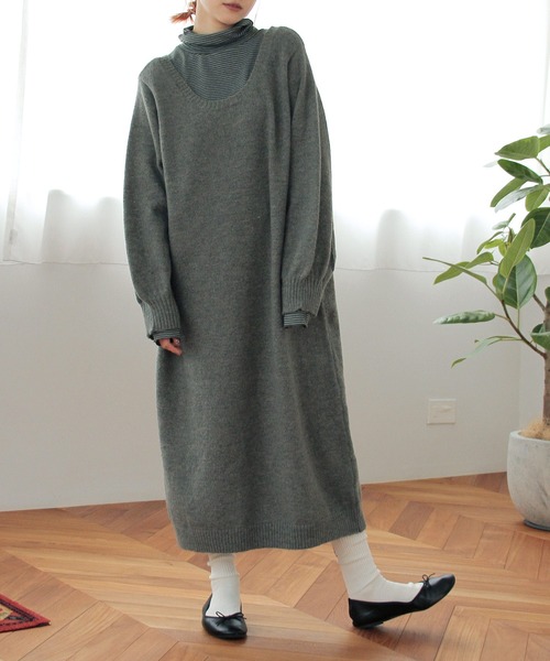 Crisp（クリスプ）の「ボリュームニットワンピース（ワンピース・レディース・グリーン/グレー・FREE）」の13枚目の写真