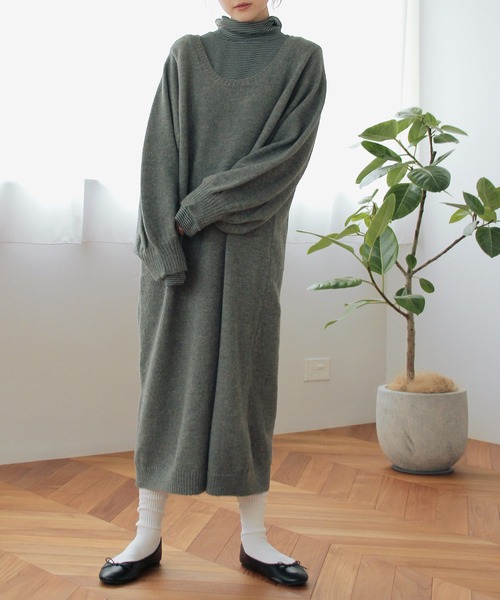 Crisp（クリスプ）の「ボリュームニットワンピース（ワンピース・レディース・グリーン/グレー・FREE）」の16枚目の写真