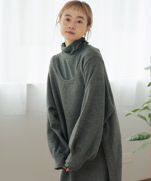 Crisp（クリスプ）の「ボリュームニットワンピース（ワンピース・レディース・グリーン/グレー・FREE）」の22枚目の写真