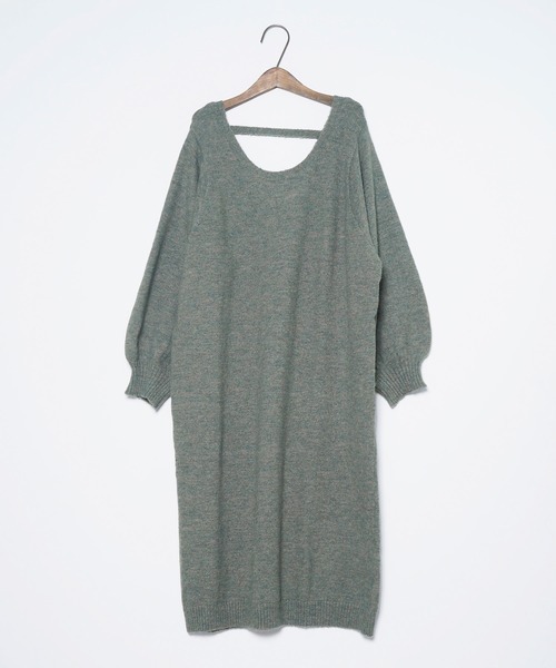 Crisp（クリスプ）の「ボリュームニットワンピース（ワンピース・レディース・グリーン/グレー・FREE）」の5枚目の写真