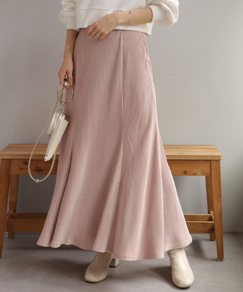 one after another NICE CLAUP（ワンアフターアナザーナイスクラップ）の「ラインに一目惚れ。スリットマーメイドカットスカート（スカート・レディース・ブラック/グレー/オフホワイト/ピンク・FREE）」の4枚目の写真