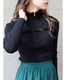 ハーフジップカットニット