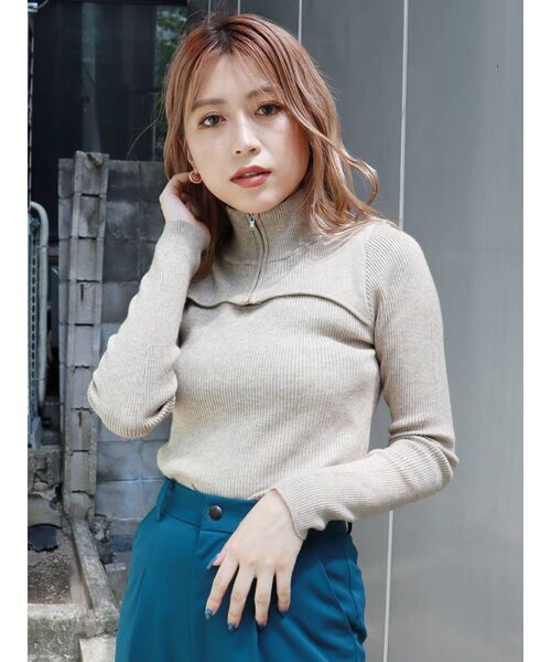 MURUA（ムルーア）の「ハーフジップカットニット（ニット/セーター・レディース・ブラック/ベージュ/ブルー・FREE）」の10枚目の写真