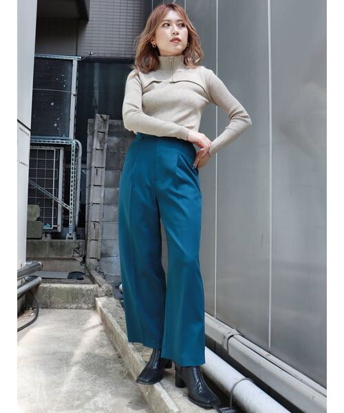 MURUA（ムルーア）の「ハーフジップカットニット（ニット/セーター・レディース・ブラック/ベージュ/ブルー・FREE）」の11枚目の写真