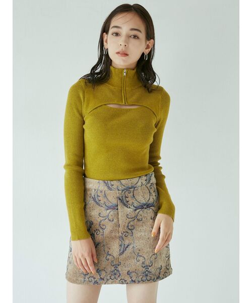 MURUA（ムルーア）の「ハーフジップカットニット（ニット/セーター・レディース・ブラック/ベージュ/ブルー・FREE）」の13枚目の写真