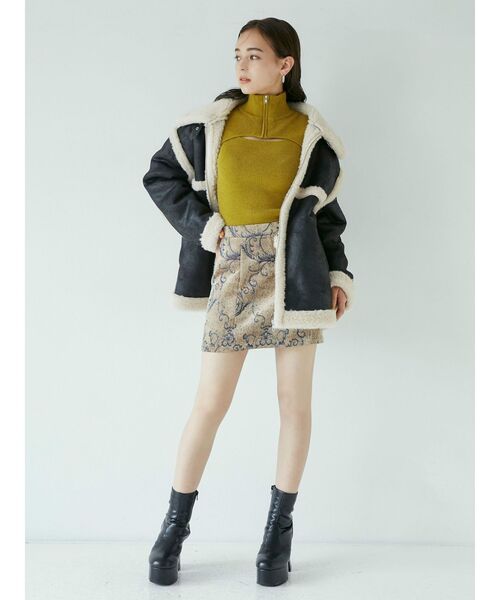 MURUA（ムルーア）の「ハーフジップカットニット（ニット/セーター・レディース・ブラック/ベージュ/ブルー・FREE）」の15枚目の写真