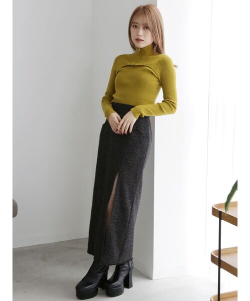 MURUA（ムルーア）の「ハーフジップカットニット（ニット/セーター・レディース・ブラック/ベージュ/ブルー・FREE）」の16枚目の写真