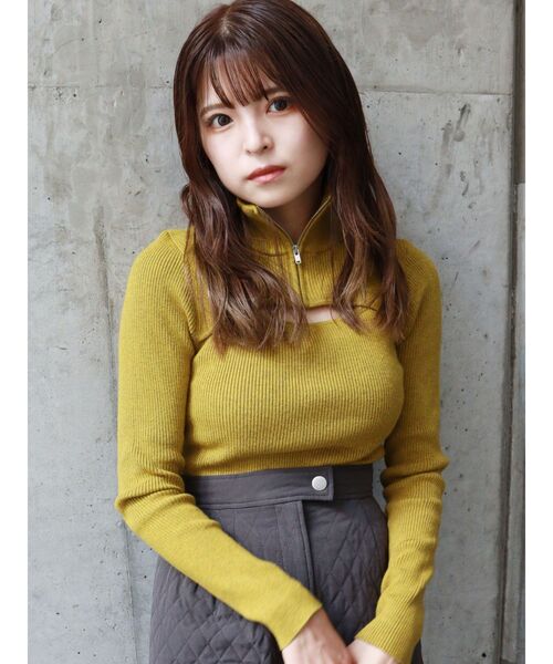 MURUA（ムルーア）の「ハーフジップカットニット（ニット/セーター・レディース・ブラック/ベージュ/ブルー・FREE）」の18枚目の写真