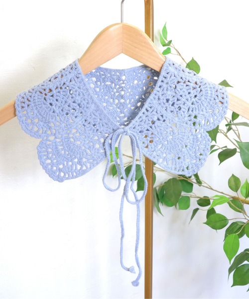 emesuelee（エメスーリー）の「ニットレース付け襟 ナチュラル 可愛い 春夏（付け襟・レディース・キャメル/ベージュ/イエロー/ブルー/ブラック・フリー）」の4枚目の写真