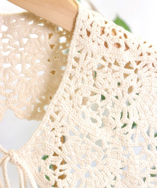 emesuelee（エメスーリー）の「ニットレース付け襟 ナチュラル 可愛い 春夏（付け襟・レディース・キャメル/ベージュ/イエロー/ブルー/ブラック・フリー）」の9枚目の写真