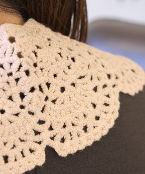 emesuelee（エメスーリー）の「ニットレース付け襟 ナチュラル 可愛い 春夏（付け襟・レディース・キャメル/ベージュ/イエロー/ブルー/ブラック・フリー）」の10枚目の写真