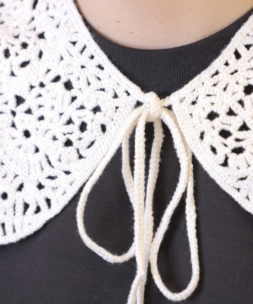 emesuelee（エメスーリー）の「ニットレース付け襟 ナチュラル 可愛い 春夏（付け襟・レディース・キャメル/ベージュ/イエロー/ブルー/ブラック・フリー）」の11枚目の写真