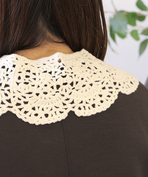 emesuelee（エメスーリー）の「ニットレース付け襟 ナチュラル 可愛い 春夏（付け襟・レディース・キャメル/ベージュ/イエロー/ブルー/ブラック・フリー）」の12枚目の写真