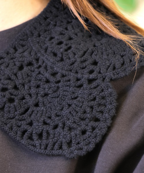 emesuelee（エメスーリー）の「ニットレース付け襟 ナチュラル 可愛い 春夏（付け襟・レディース・キャメル/ベージュ/イエロー/ブルー/ブラック・フリー）」の15枚目の写真