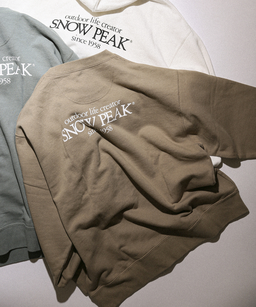 Snow Peak（スノーピーク）の「【SNOWPEAK / スノーピーク】別注 Classic Logo Printed スウェット（スウェット・メンズ・ライトグリーン/ベージュ/ブラック/チャコールグレー・MEDIUM/LARGE）」の21枚目の写真