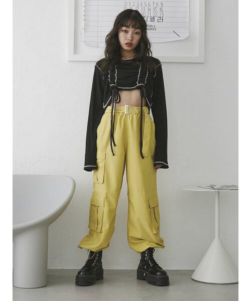 jouetie（ジュエティ）の「フレアスリーブギャザーテレコトップス【ショート丈】（Tシャツ/カットソー・レディース・ブラック/ピンク/ブルー/グリーン・MEDIUM）」の18枚目の写真