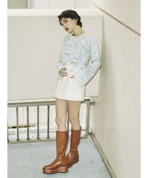 jouetie（ジュエティ）の「フレアスリーブギャザーテレコトップス【ショート丈】（Tシャツ/カットソー・レディース・ブラック/ピンク/ブルー/グリーン・MEDIUM）」の8枚目の写真