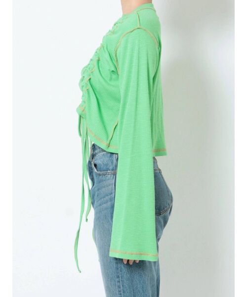 jouetie（ジュエティ）の「フレアスリーブギャザーテレコトップス【ショート丈】（Tシャツ/カットソー・レディース・ブラック/ピンク/ブルー/グリーン・MEDIUM）」の21枚目の写真