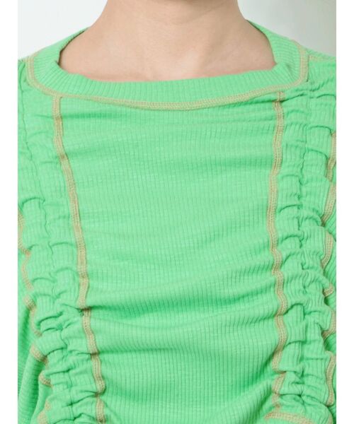 jouetie（ジュエティ）の「フレアスリーブギャザーテレコトップス【ショート丈】（Tシャツ/カットソー・レディース・ブラック/ピンク/ブルー/グリーン・MEDIUM）」の15枚目の写真