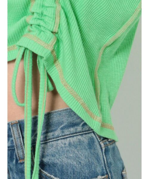 jouetie（ジュエティ）の「フレアスリーブギャザーテレコトップス【ショート丈】（Tシャツ/カットソー・レディース・ブラック/ピンク/ブルー/グリーン・MEDIUM）」の9枚目の写真