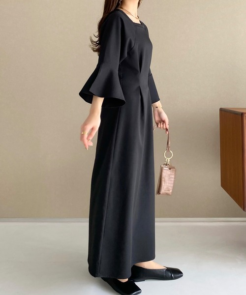 美品 LOUNIE スクエアネックタックワンピース　38 美品 LOUNIE スクエアネックタックワンピース 38 - メルカリ