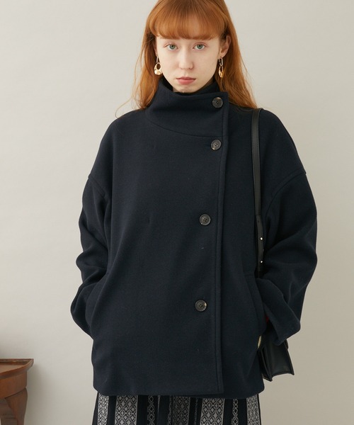 Paradise Picnic（パラダイスピクニック）の「スタンドカラーショートコート（ピーコート・レディース・ベージュ/ブルー/ブラック・FREE）」の2枚目の写真