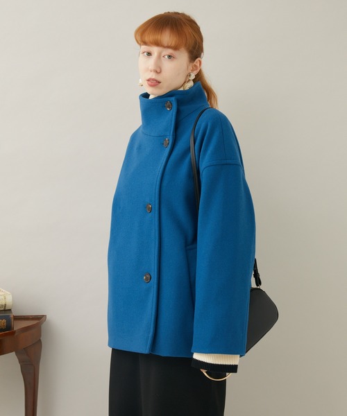 Paradise Picnic（パラダイスピクニック）の「スタンドカラーショートコート（ピーコート・レディース・ベージュ/ブルー/ブラック・FREE）」の9枚目の写真