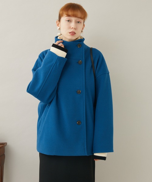 Paradise Picnic（パラダイスピクニック）の「スタンドカラーショートコート（ピーコート・レディース・ベージュ/ブルー/ブラック・FREE）」の10枚目の写真