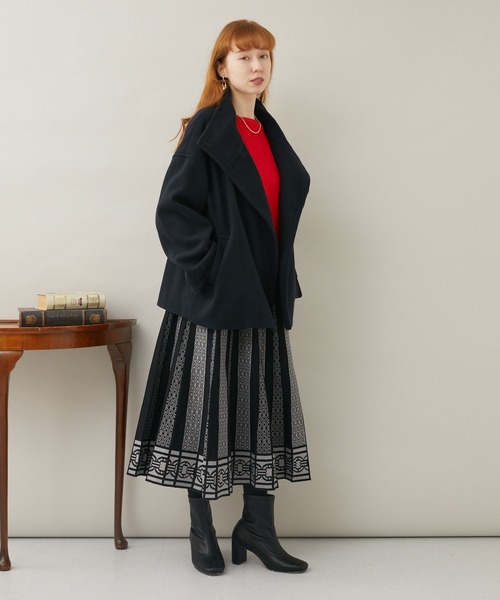 Paradise Picnic（パラダイスピクニック）の「スタンドカラーショートコート（ピーコート・レディース・ベージュ/ブルー/ブラック・FREE）」の12枚目の写真