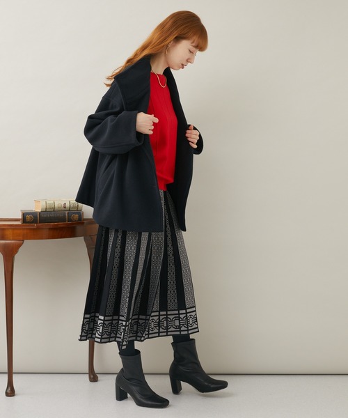 Paradise Picnic（パラダイスピクニック）の「スタンドカラーショートコート（ピーコート・レディース・ベージュ/ブルー/ブラック・FREE）」の13枚目の写真