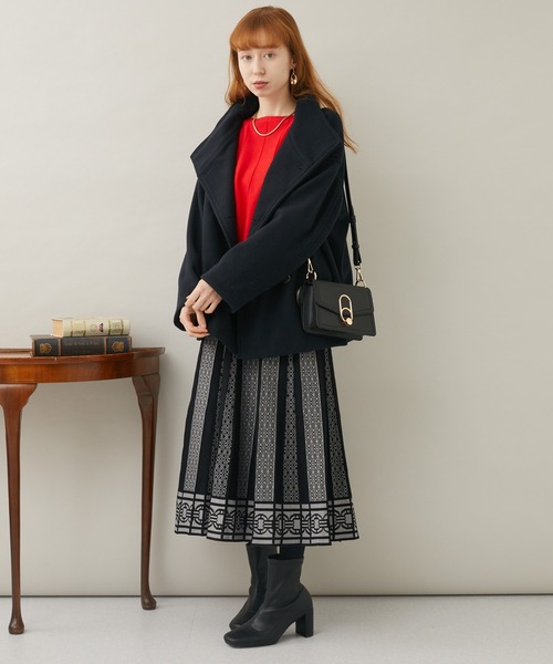 Paradise Picnic（パラダイスピクニック）の「スタンドカラーショートコート（ピーコート・レディース・ベージュ/ブルー/ブラック・FREE）」の14枚目の写真