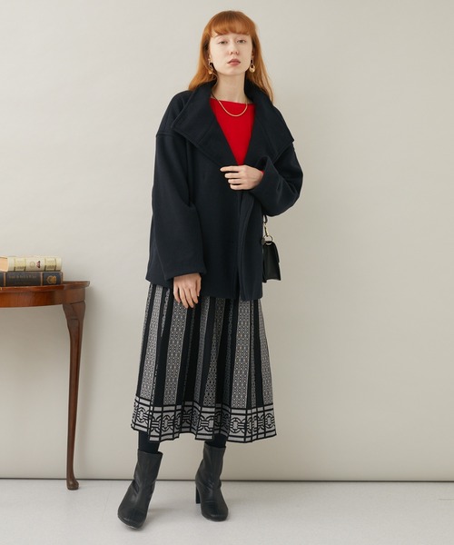 Paradise Picnic（パラダイスピクニック）の「スタンドカラーショートコート（ピーコート・レディース・ベージュ/ブルー/ブラック・FREE）」の15枚目の写真