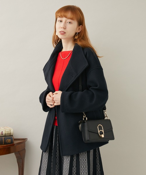 Paradise Picnic（パラダイスピクニック）の「スタンドカラーショートコート（ピーコート・レディース・ベージュ/ブルー/ブラック・FREE）」の16枚目の写真