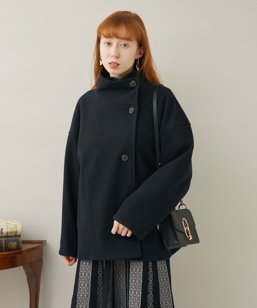 Paradise Picnic（パラダイスピクニック）の「スタンドカラーショートコート（ピーコート・レディース・ベージュ/ブルー/ブラック・FREE）」の20枚目の写真