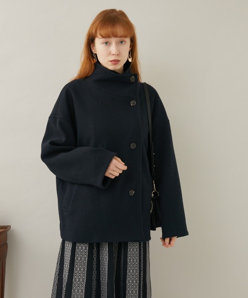 Paradise Picnic（パラダイスピクニック）の「スタンドカラーショートコート（ピーコート・レディース・ベージュ/ブルー/ブラック・FREE）」の21枚目の写真