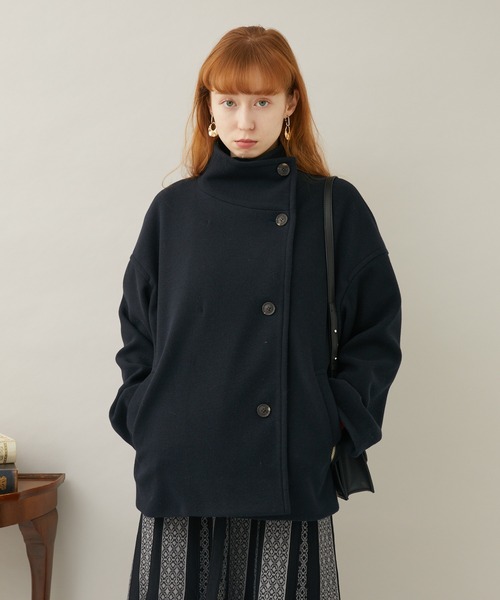 Paradise Picnic（パラダイスピクニック）の「スタンドカラーショートコート（ピーコート・レディース・ベージュ/ブルー/ブラック・FREE）」の22枚目の写真